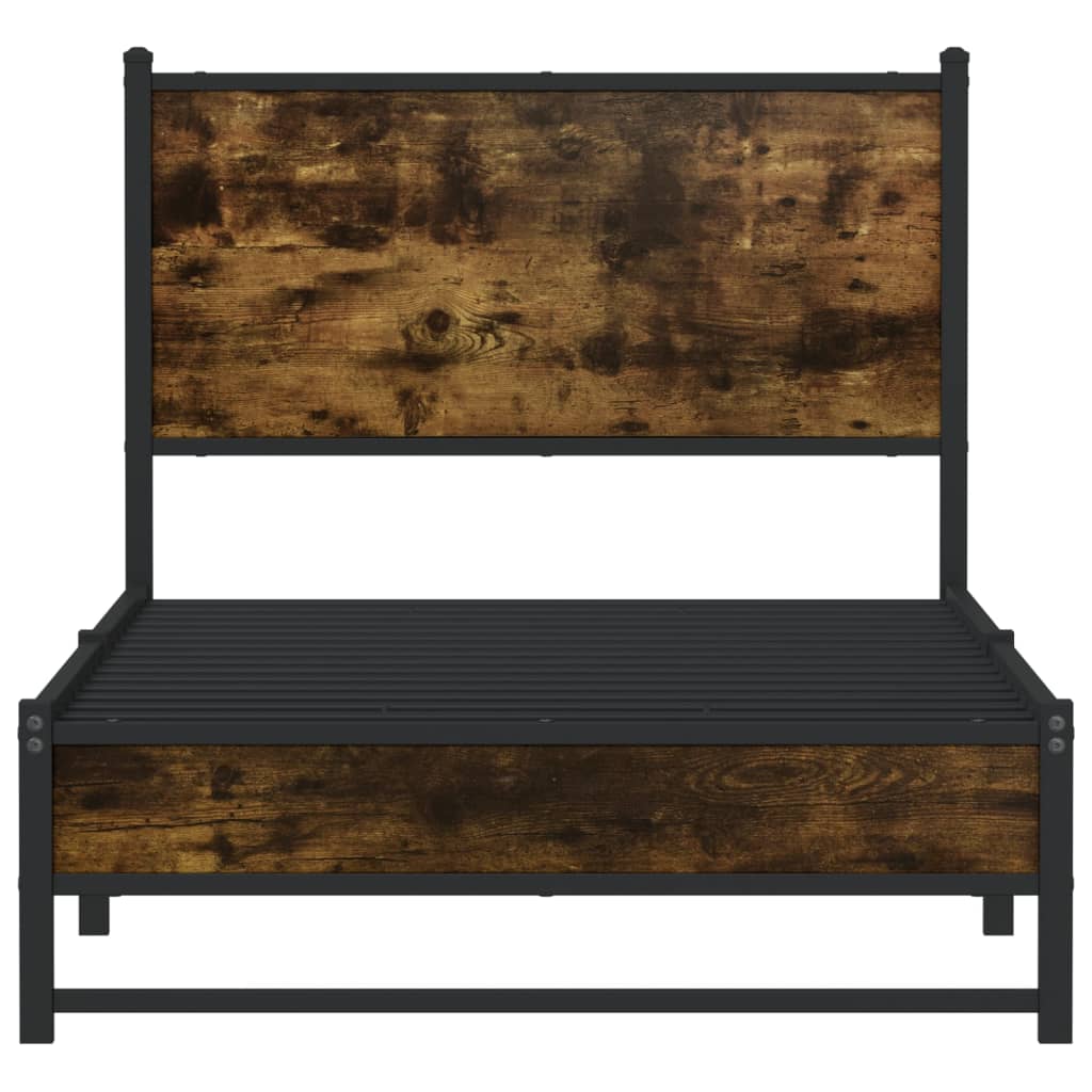 vidaXL Metal Bed Frame without Mattress Smoked Oak  75x190 cm Small Single 5