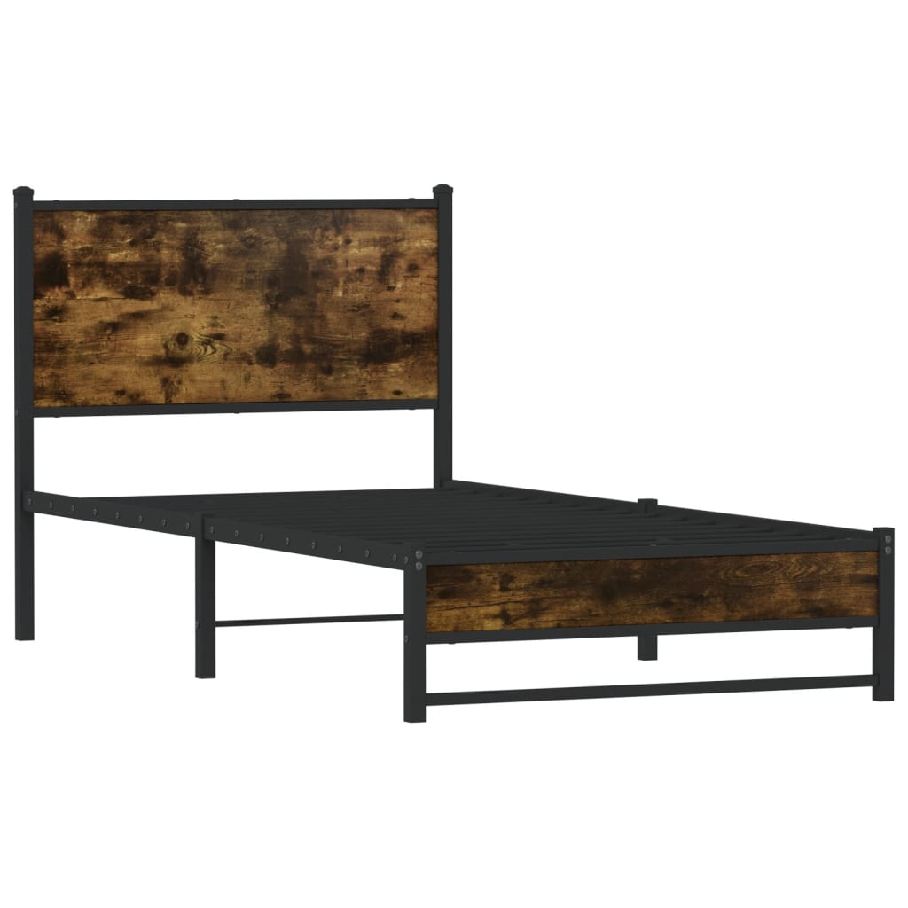 vidaXL Metal Bed Frame without Mattress Smoked Oak 90x190 cm Single 3
