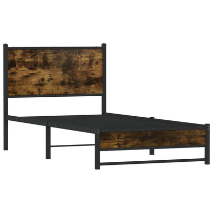 vidaXL Metal Bed Frame without Mattress Smoked Oak 90x190 cm Single 3