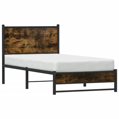 vidaXL Metal Bed Frame without Mattress Smoked Oak 90x200 cm 4