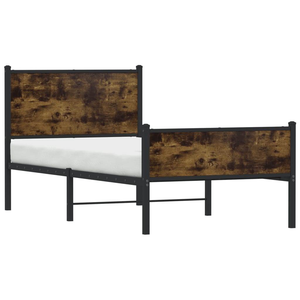 vidaXL Metal Bed Frame without Mattress Smoked Oak 80x200 cm 4