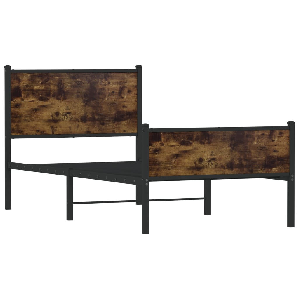 vidaXL Metal Bed Frame without Mattress Smoked Oak 90x190 cm Single 3