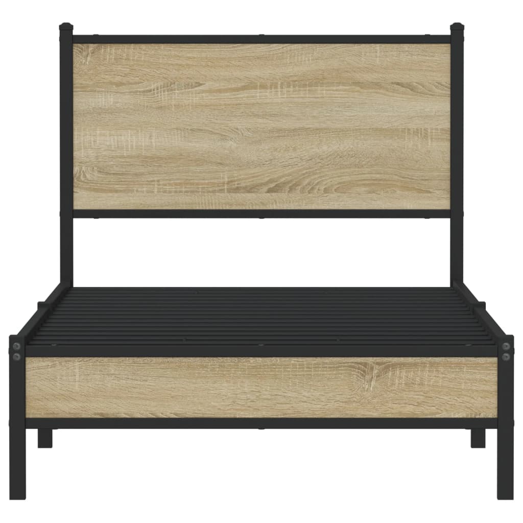 vidaXL Metal Bed Frame without Mattress Sonoma Oak 75x190 cm Small Single 5