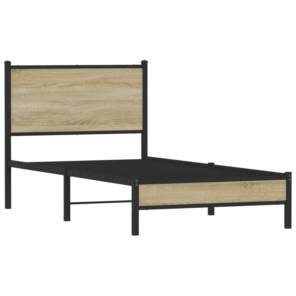 vidaXL Metal Bed Frame without Mattress Sonoma Oak 80x200 cm 3