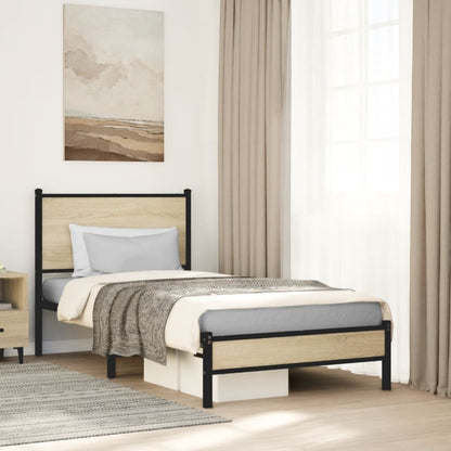 vidaXL Metal Bed Frame without Mattress Sonoma Oak 80x200 cm 1
