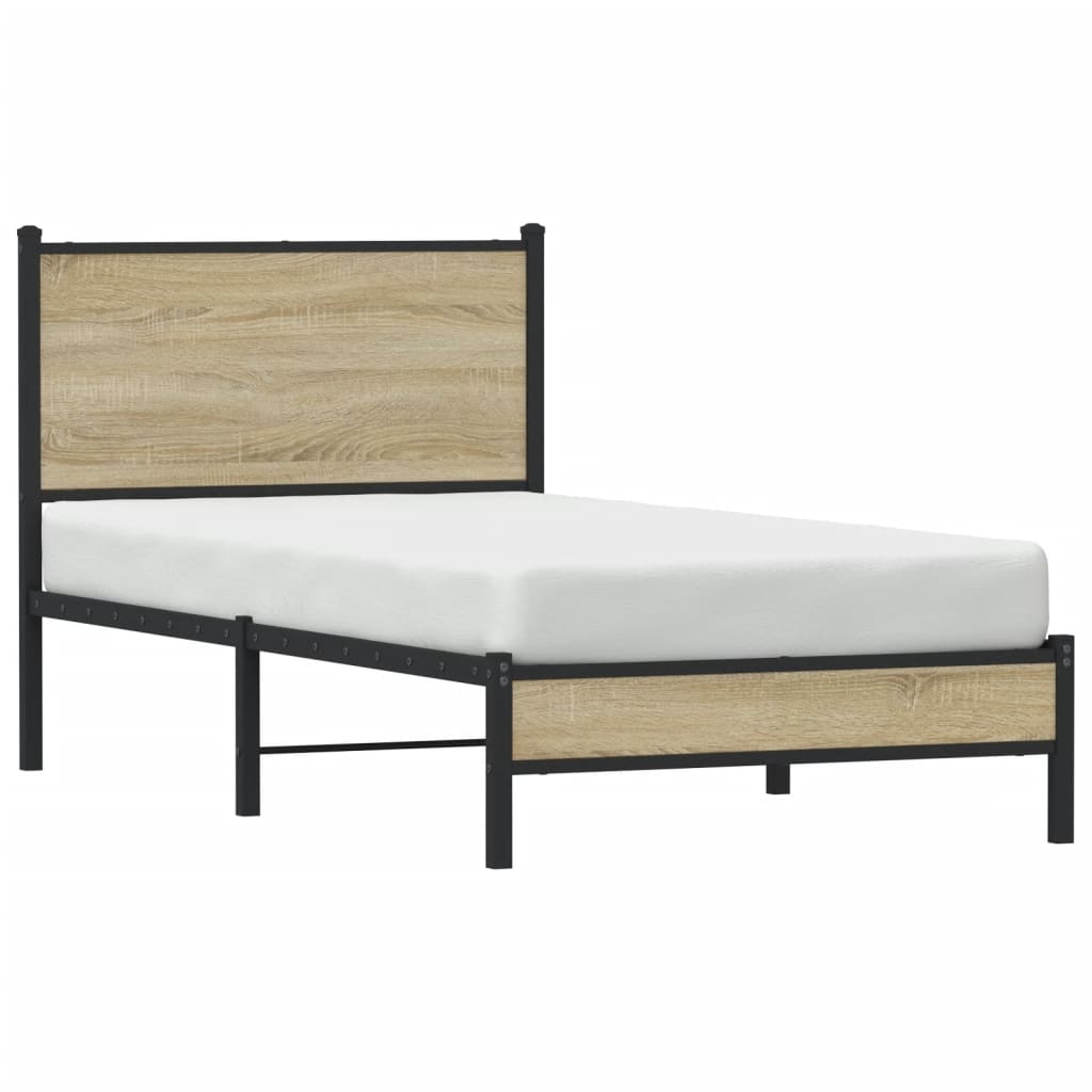 vidaXL Metal Bed Frame without Mattress Sonoma Oak 90x200 cm 4