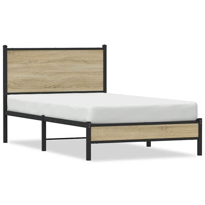 vidaXL Metal Bed Frame without Mattress Sonoma Oak 107x203 cm 2