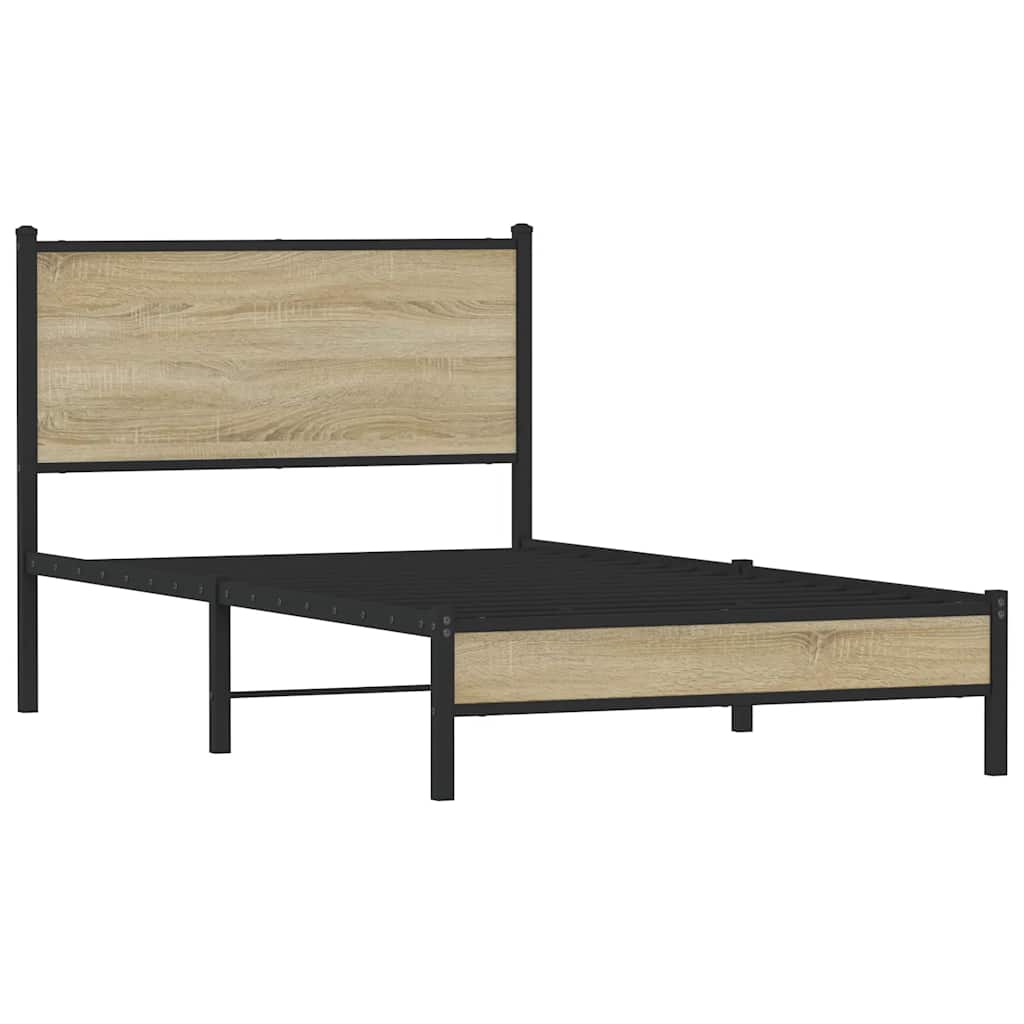 vidaXL Metal Bed Frame without Mattress Sonoma Oak 107x203 cm 3