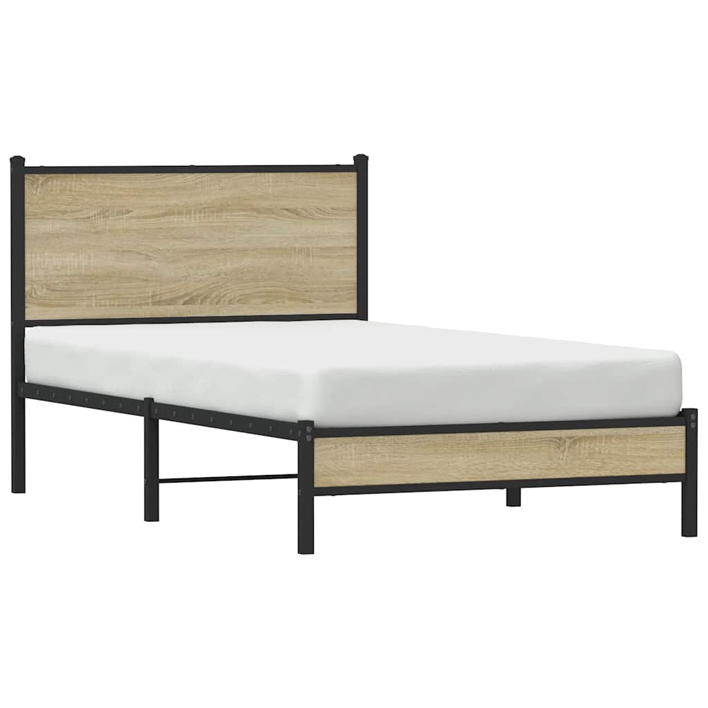 vidaXL Metal Bed Frame without Mattress Sonoma Oak 107x203 cm 4