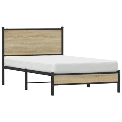 vidaXL Metal Bed Frame without Mattress Sonoma Oak 107x203 cm 4