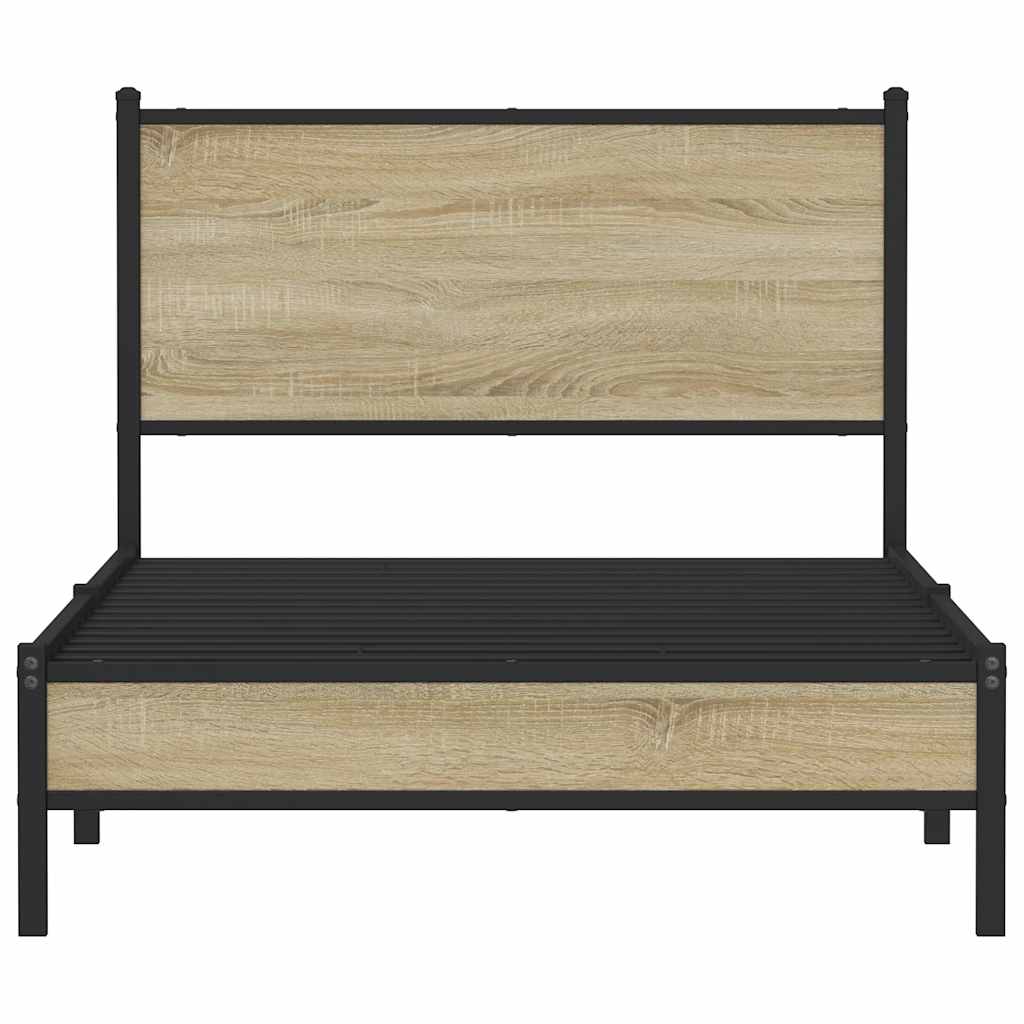 vidaXL Metal Bed Frame without Mattress Sonoma Oak 107x203 cm 5