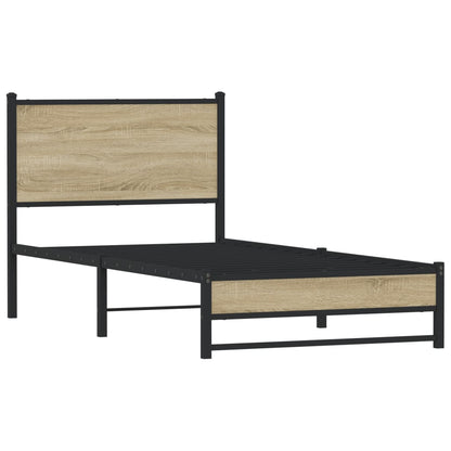 vidaXL Metal Bed Frame without Mattress Sonoma Oak 75x190 cm Small Single 3