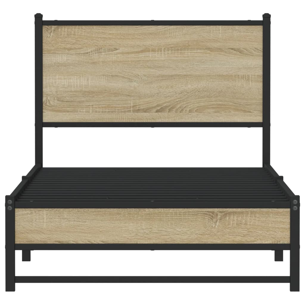 vidaXL Metal Bed Frame without Mattress Sonoma Oak 75x190 cm Small Single 5