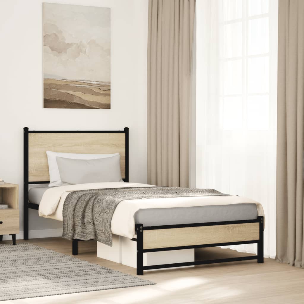 vidaXL Metal Bed Frame without Mattress Sonoma Oak 80x200 cm 1