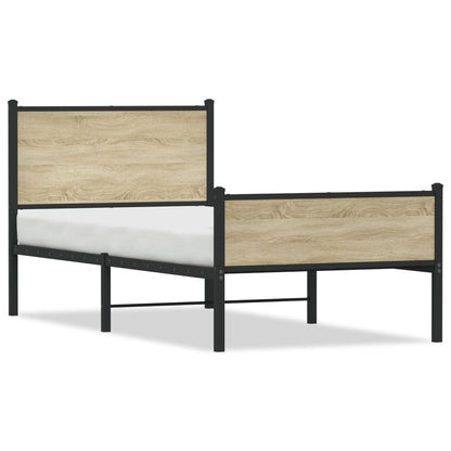 vidaXL Metal Bed Frame without Mattress Sonoma Oak 90x190 cm Single 2