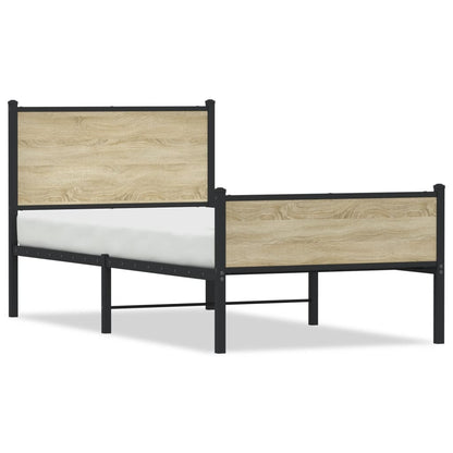 vidaXL Metal Bed Frame without Mattress Sonoma Oak 90x200 cm 2