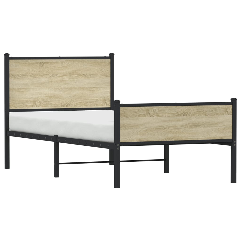 vidaXL Metal Bed Frame without Mattress Sonoma Oak 90x200 cm 4