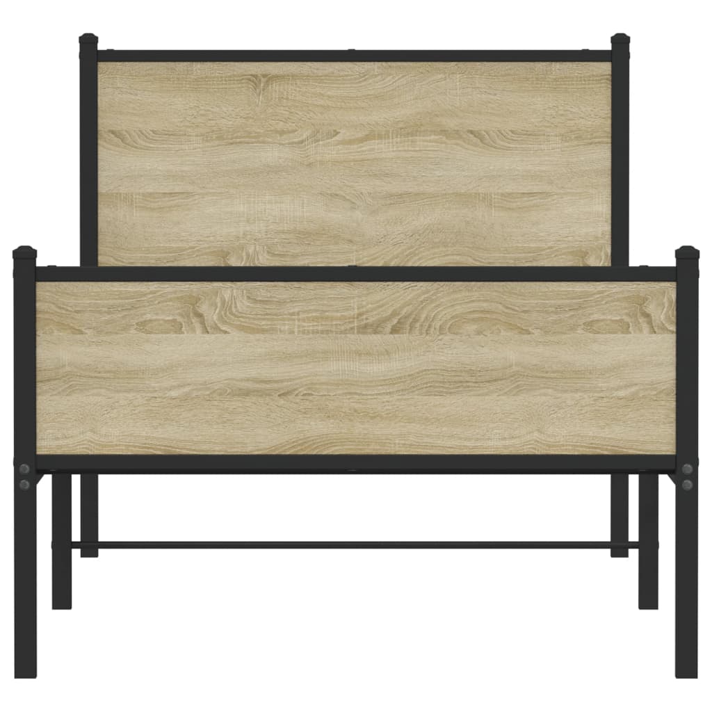 vidaXL Metal Bed Frame without Mattress Sonoma Oak 90x200 cm 5