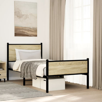vidaXL Metal Bed Frame without Mattress Sonoma Oak 90x200 cm 1