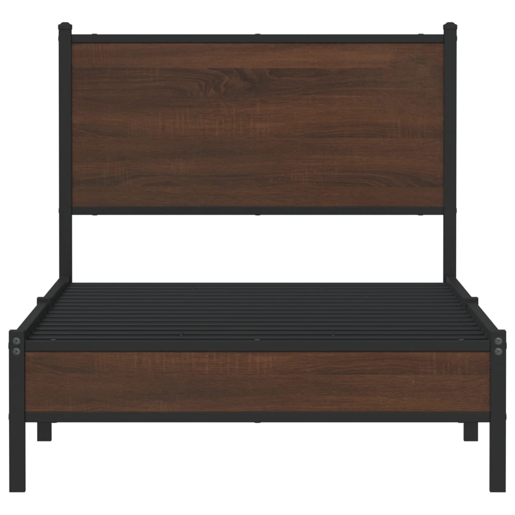 vidaXL Metal Bed Frame without Mattress Brown Oak 75x190 cm Small Single 5