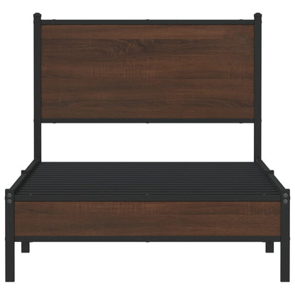 vidaXL Metal Bed Frame without Mattress Brown Oak 75x190 cm Small Single 5