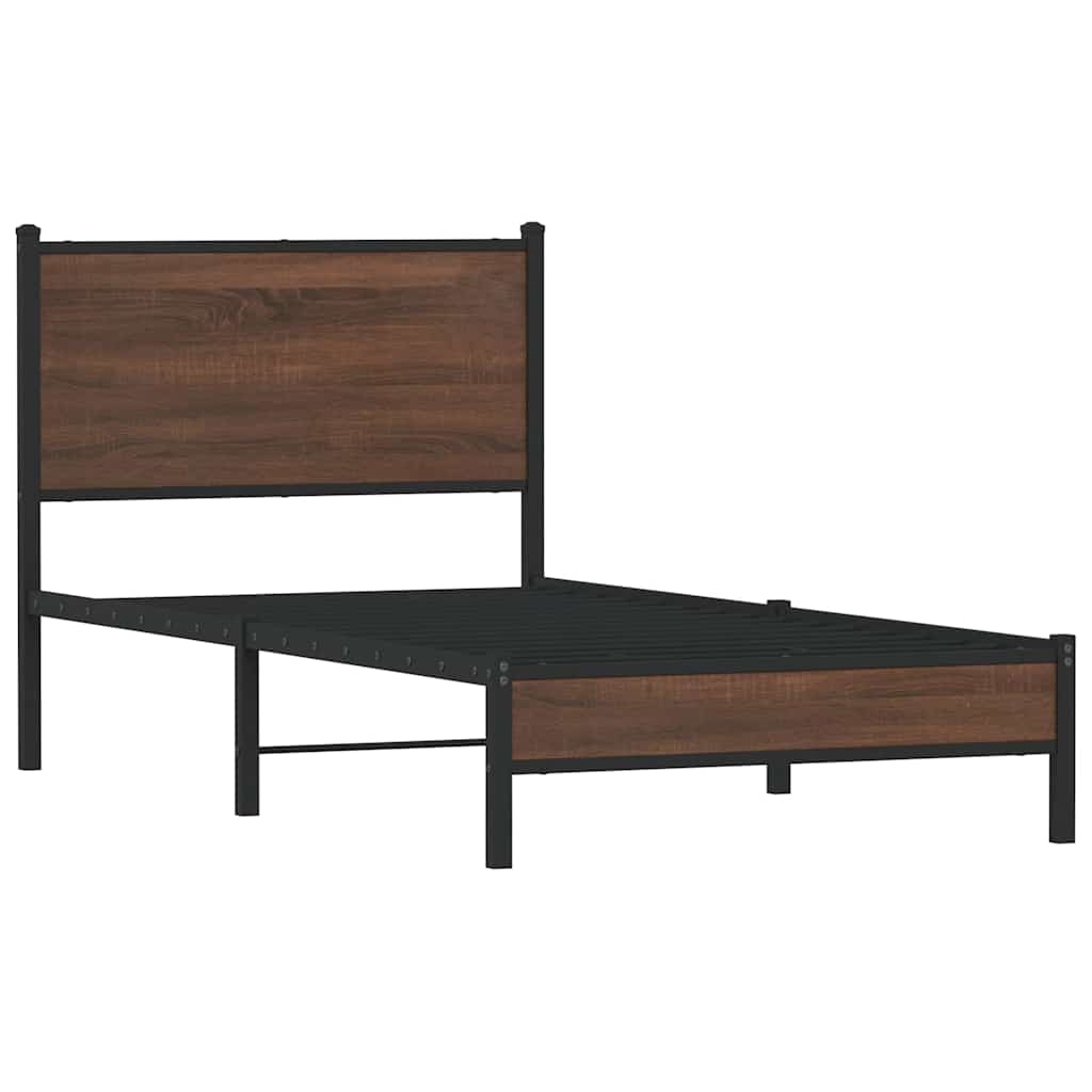 vidaXL Metal Bed Frame without Mattress Brown Oak 80x200 cm 3