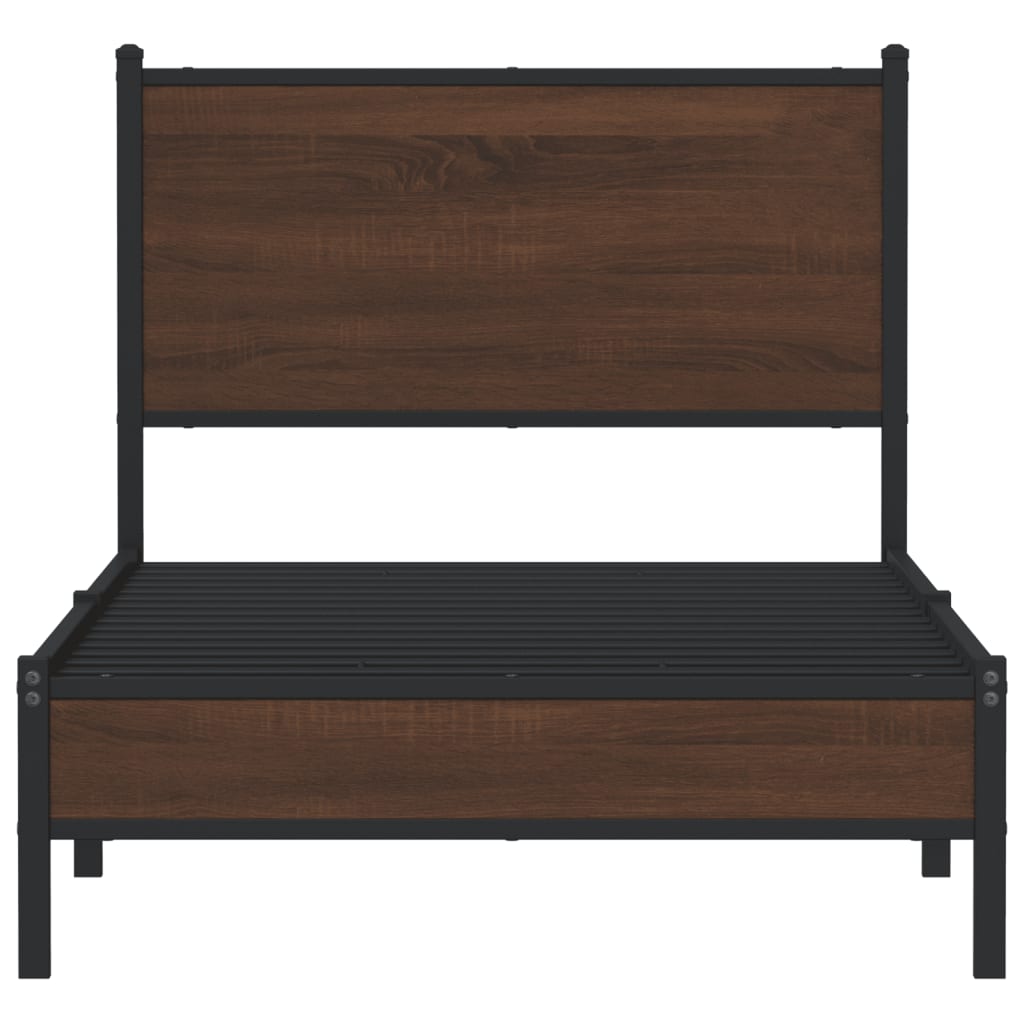 vidaXL Metal Bed Frame without Mattress Brown Oak 90x190 cm Single 5
