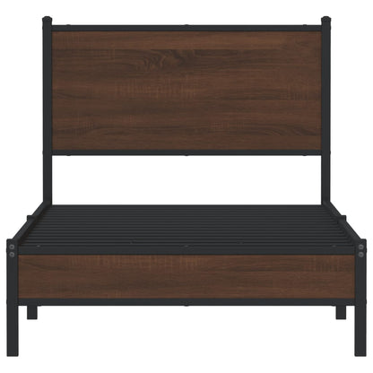 vidaXL Metal Bed Frame without Mattress Brown Oak 90x190 cm Single 5