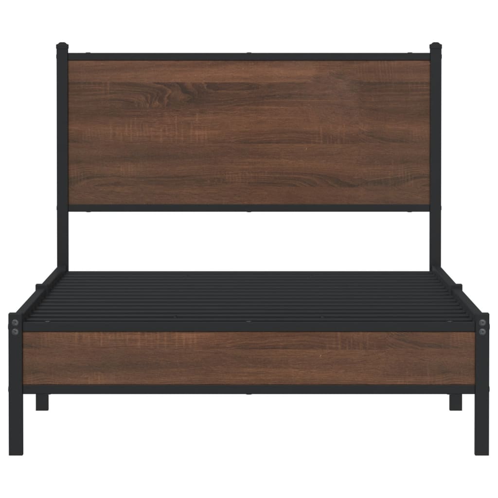 vidaXL Metal Bed Frame without Mattress Brown Oak 100x190 cm 5