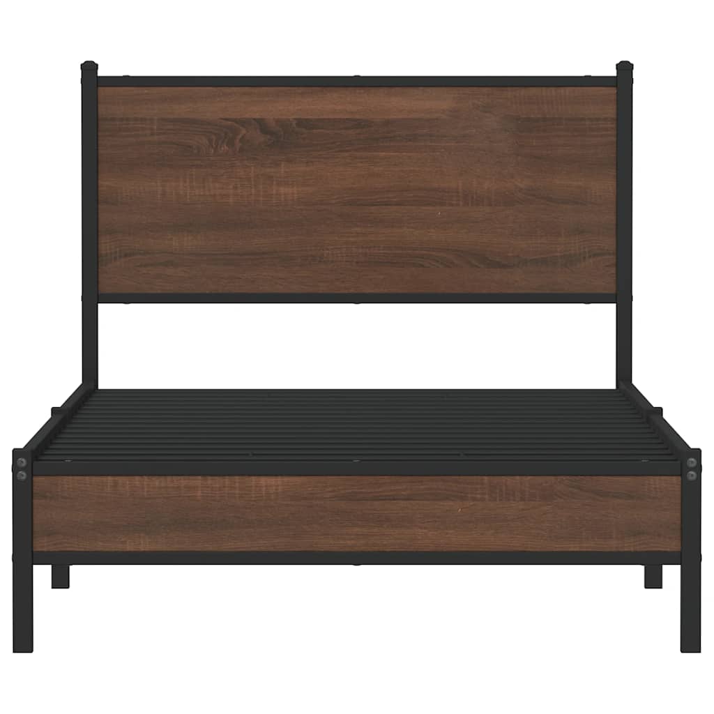 vidaXL Metal Bed Frame without Mattress Brown Oak 100x200 cm 5