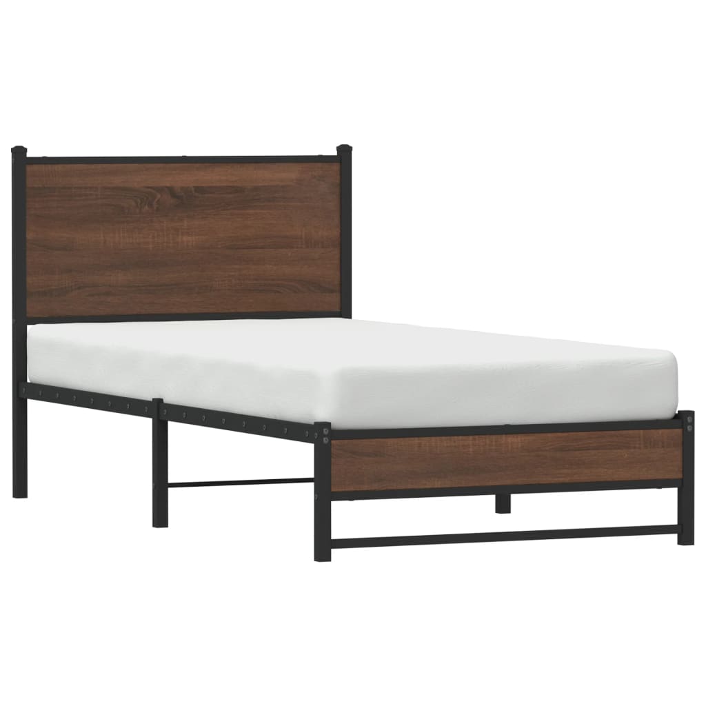 vidaXL Metal Bed Frame without Mattress Brown Oak 80x200 cm 4