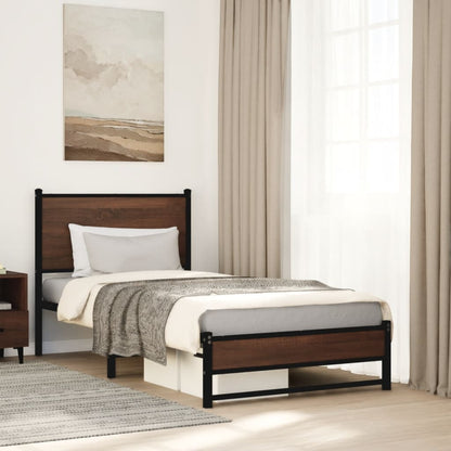 vidaXL Metal Bed Frame without Mattress Brown Oak 80x200 cm 1