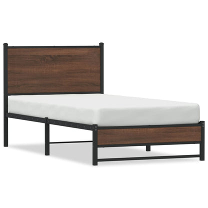 vidaXL Metal Bed Frame without Mattress Brown Oak 90x190 cm Single 2