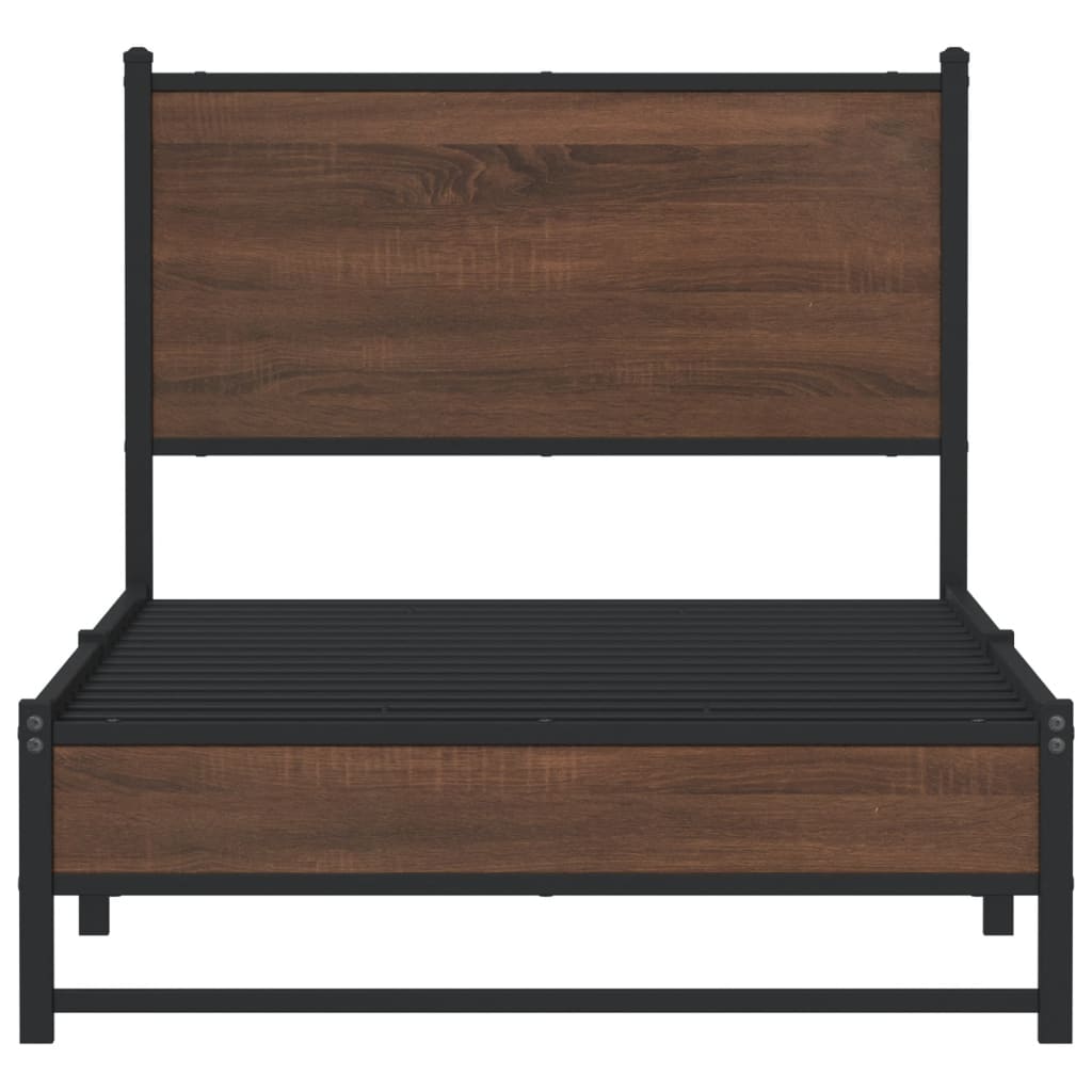 vidaXL Metal Bed Frame without Mattress Brown Oak 90x190 cm Single 5