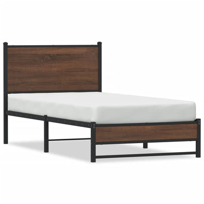 vidaXL Metal Bed Frame without Mattress Brown Oak 90x200 cm 2