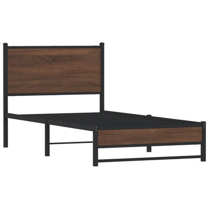 vidaXL Metal Bed Frame without Mattress Brown Oak 90x200 cm 3