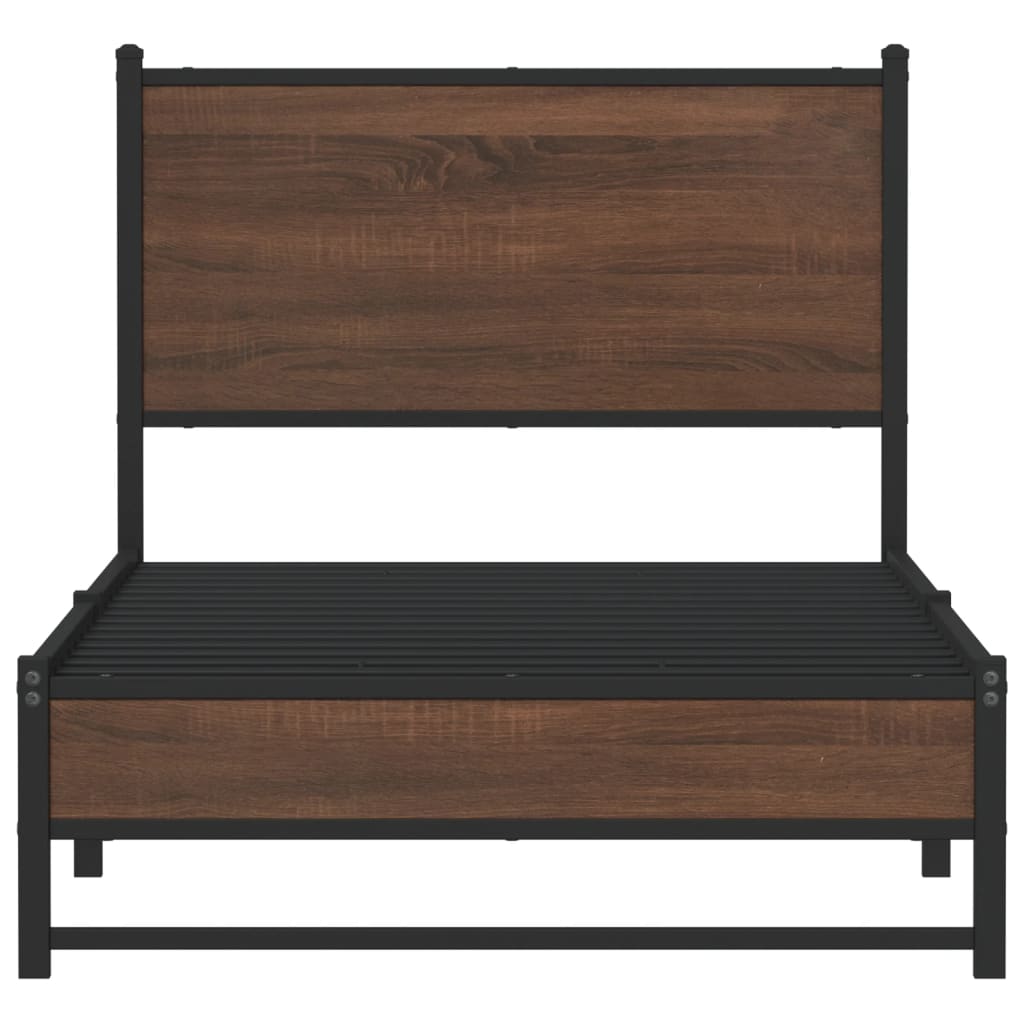 vidaXL Metal Bed Frame without Mattress Brown Oak 90x200 cm 5