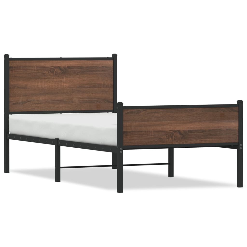 vidaXL Metal Bed Frame without Mattress Brown Oak 80x200 cm 2