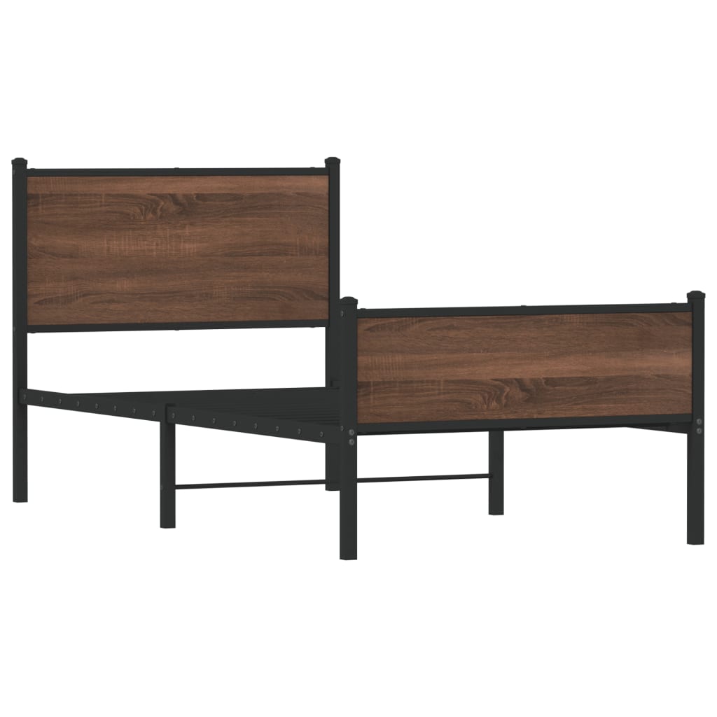 vidaXL Metal Bed Frame without Mattress Brown Oak 80x200 cm 3