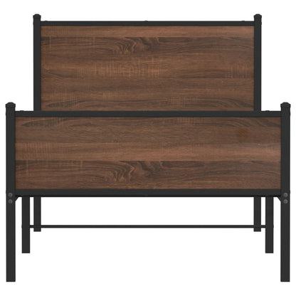 vidaXL Metal Bed Frame without Mattress Brown Oak 90x190 cm Single 5