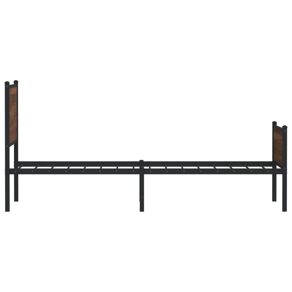 vidaXL Metal Bed Frame without Mattress Brown Oak 90x190 cm Single 6