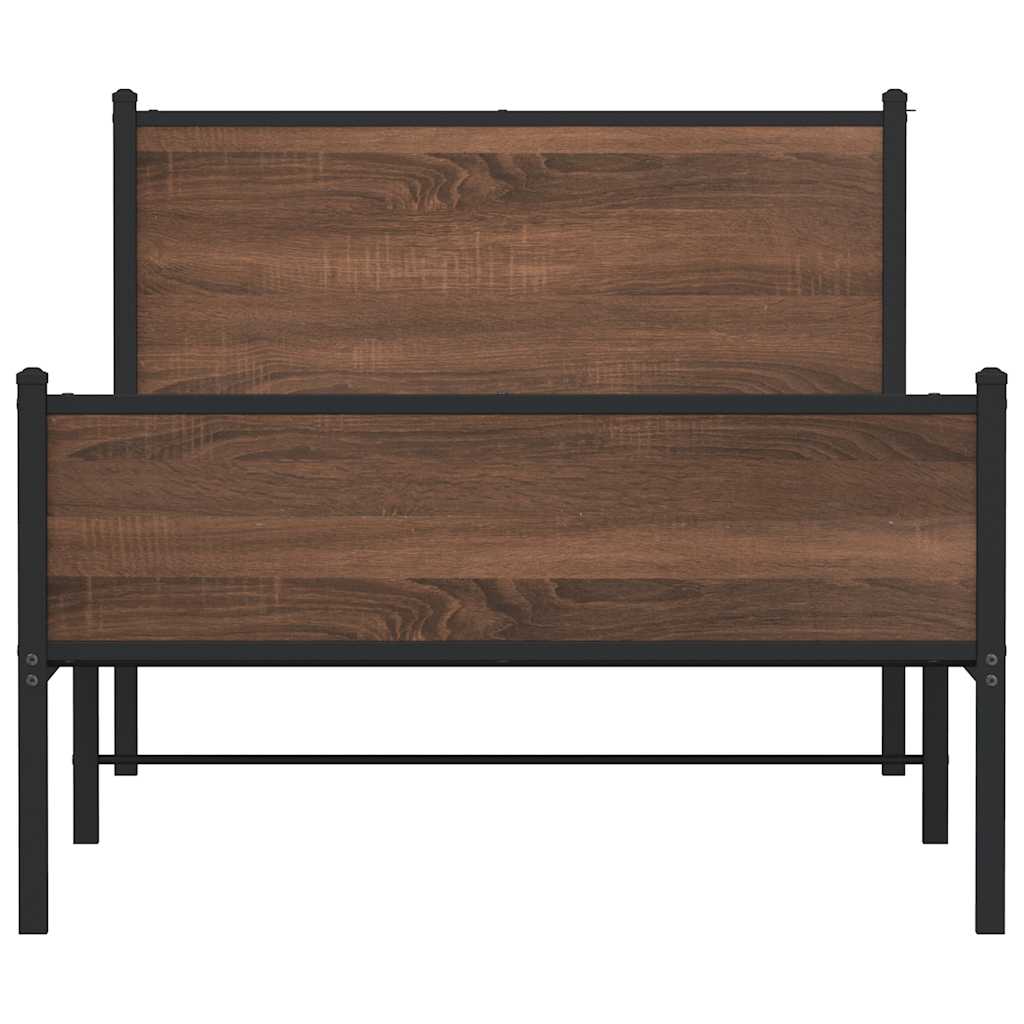 vidaXL Metal Bed Frame without Mattress Brown Oak 100x200 cm 4