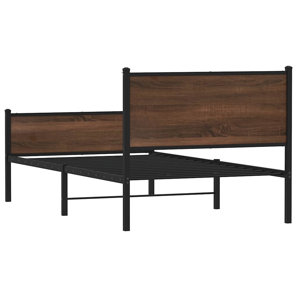 vidaXL Metal Bed Frame without Mattress Brown Oak 100x200 cm 5