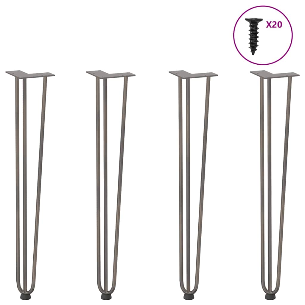 vidaXL Hairpin legs for Console Table 4 pcs Natural Steel 72 cm 2