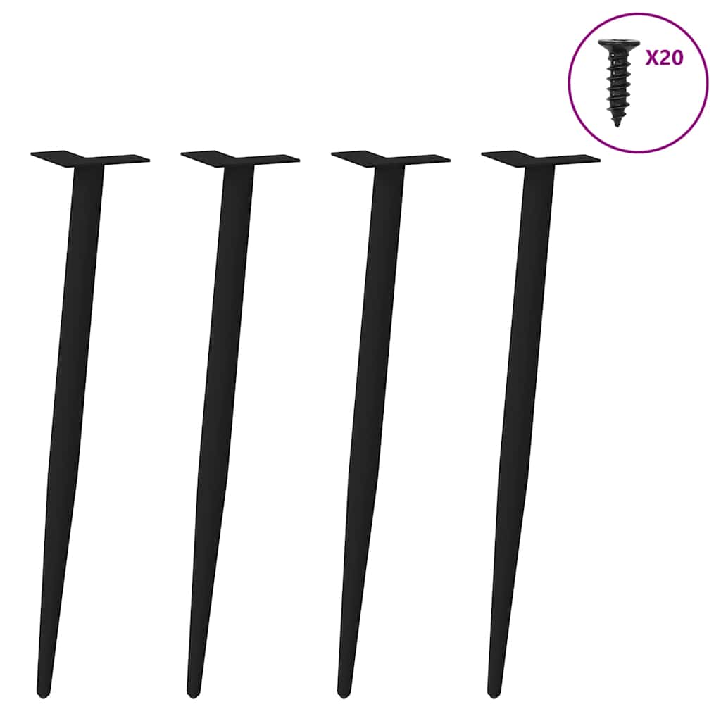 vidaXL Console Table Legs Conical Shape 4 pcs Black 72-73 cm Steel 3