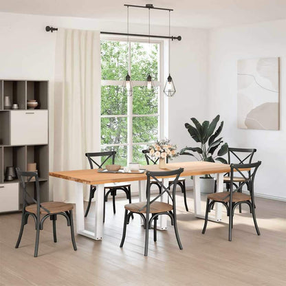 Dining Table Legs V-Shape Steel 3 pcs White 70 x (72-73.3) cm