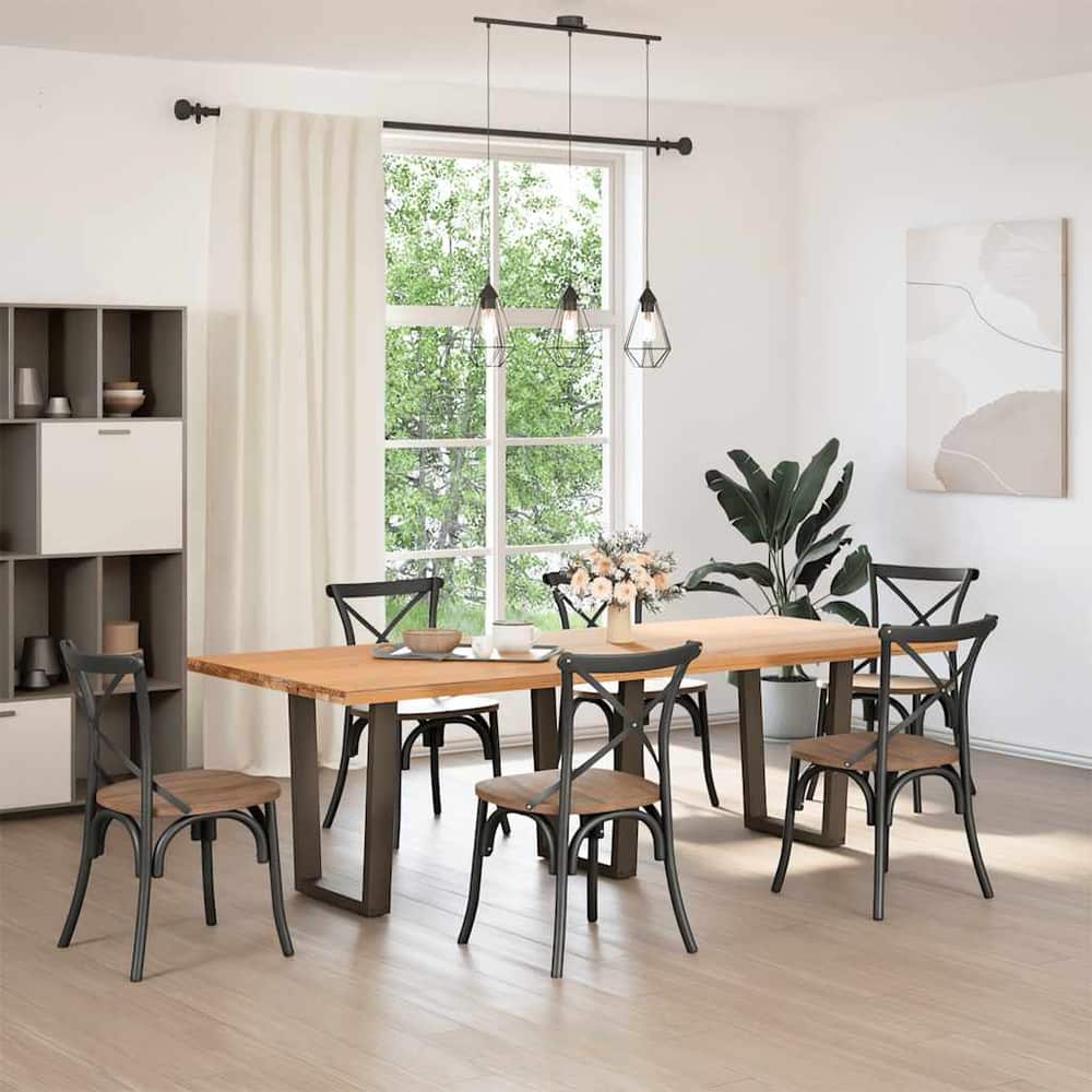 Dining Table Legs V-Shape Steel 3 pcs Natural 70 x (72-73.3) cm