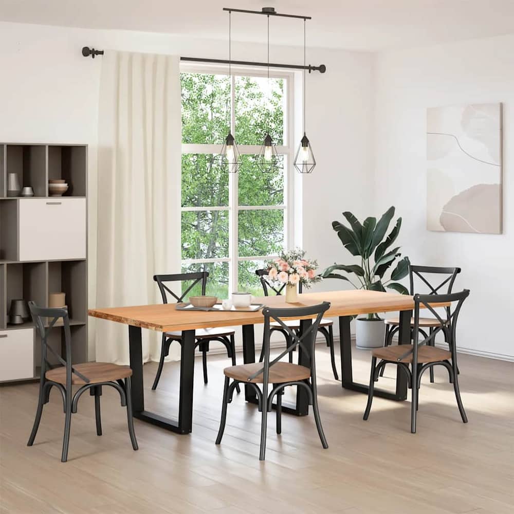 Dining Table Legs V-Shape Steel 3 pcs Black 80 x (72-73.3) cm
