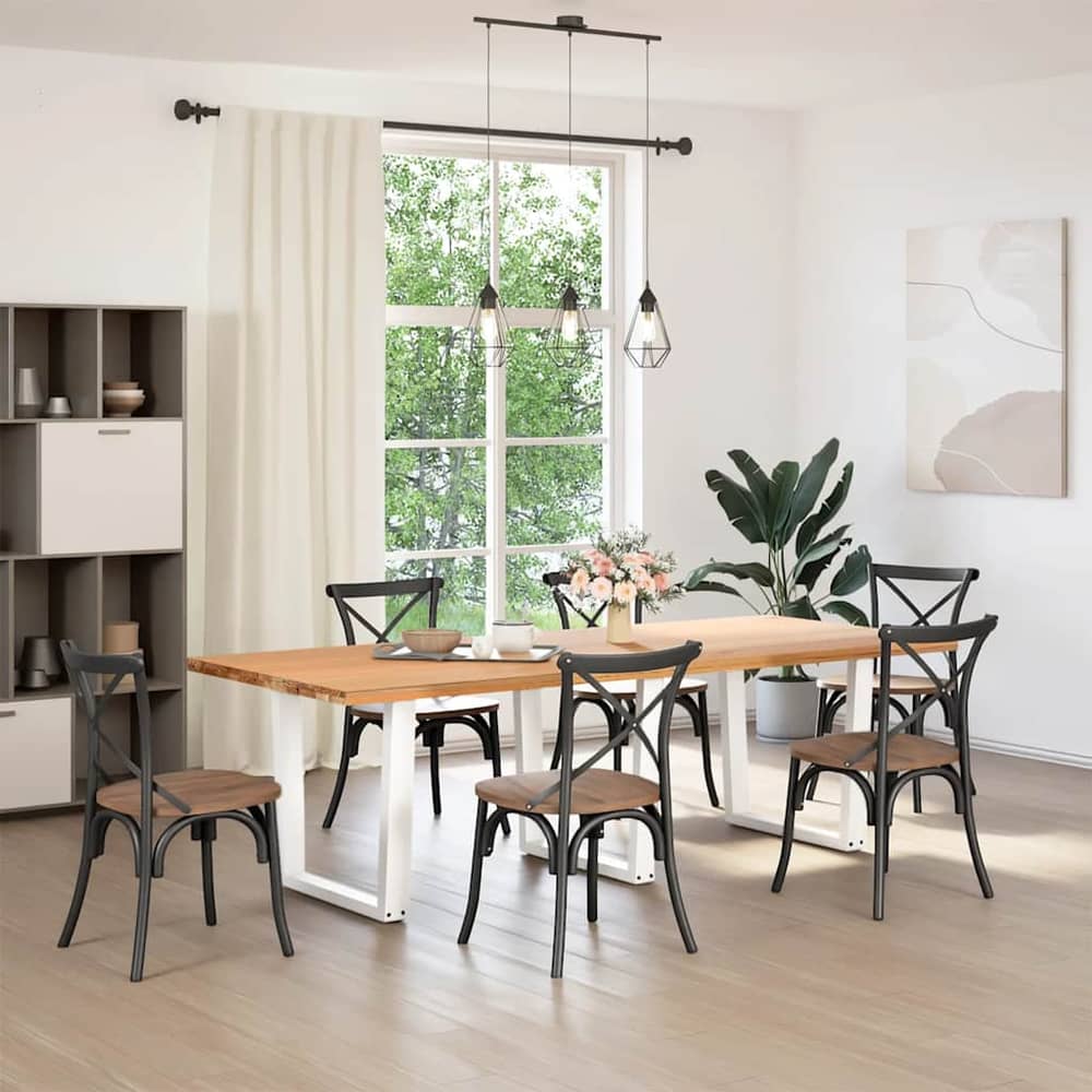 Dining Table Legs V-Shape Steel 3 pcs White 80 x (72-73.3) cm