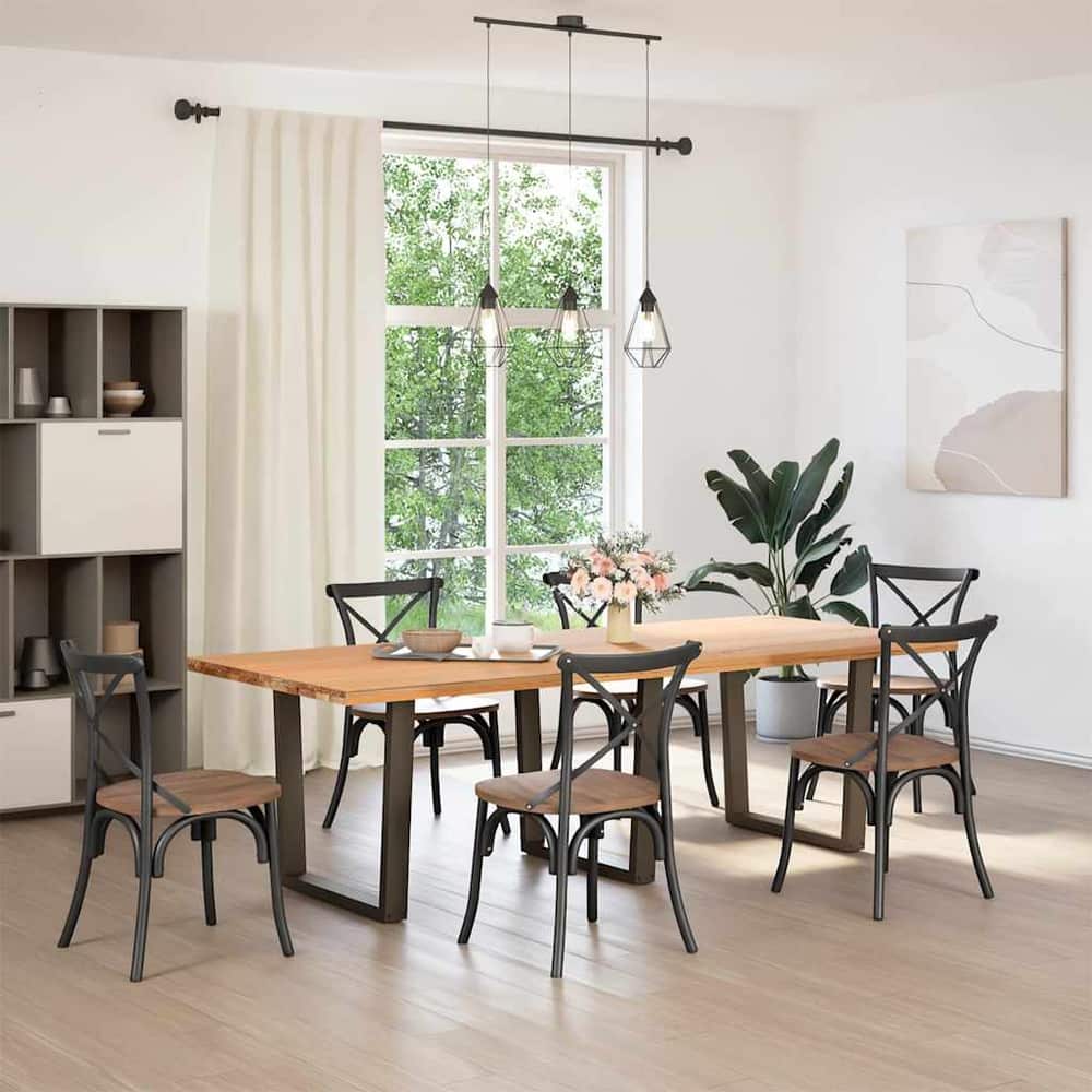 Dining Table Legs V-Shape Steel 3 pcs Natural 80 x (72-73.3) cm